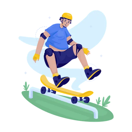 Mann genießt Skateboarding  Illustration