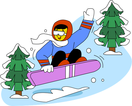 Mann genießt Skifahren  Illustration