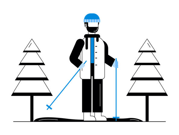 Mann genießt Snowboarden  Illustration