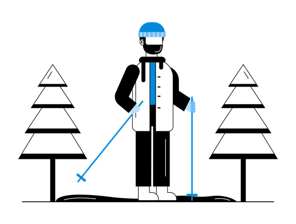 Mann genießt Snowboarden  Illustration