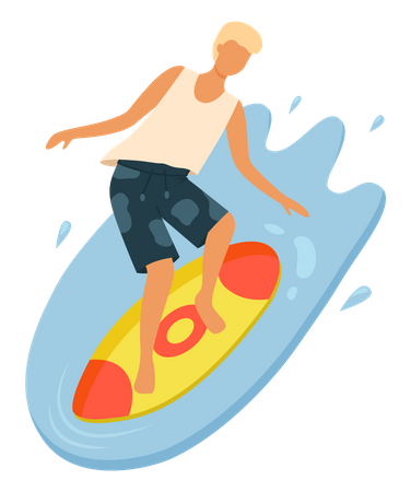 Mann genießt Wassersurfen  Illustration