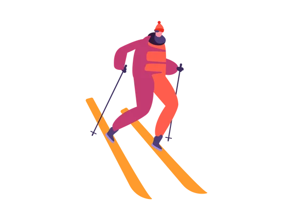 Mann genießt Wintersport  Illustration