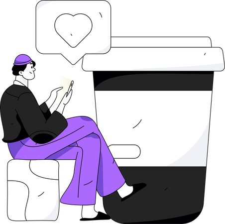 Mann gibt „Gefällt mir“ für Kaffee  Illustration