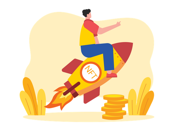 Mann gründet NFT-Startup  Illustration