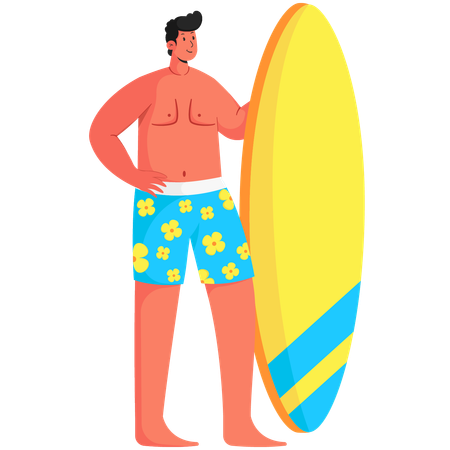Mann hält Surfbrett  Illustration