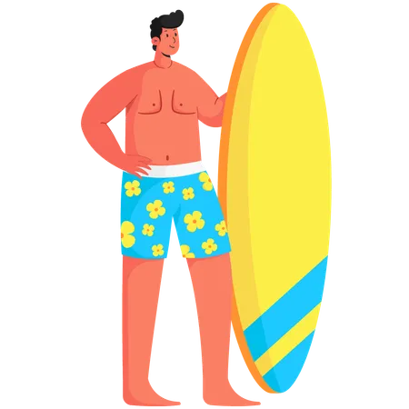 Mann hält Surfbrett  Illustration