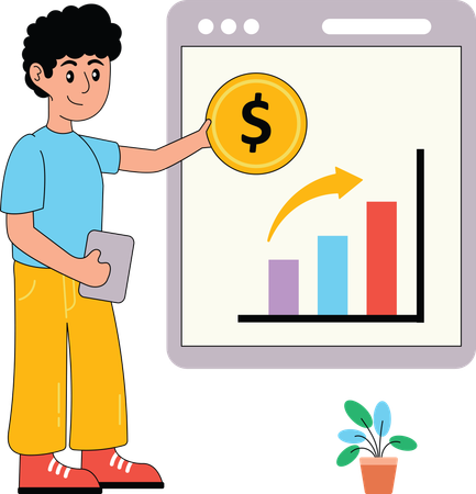 Mann hält Finanzpräsentation  Illustration