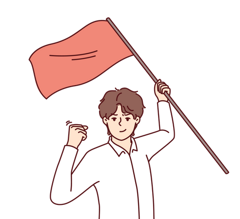 Mann hält Flagge  Illustration