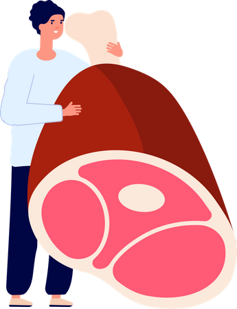 Mann hält Fleisch  Illustration