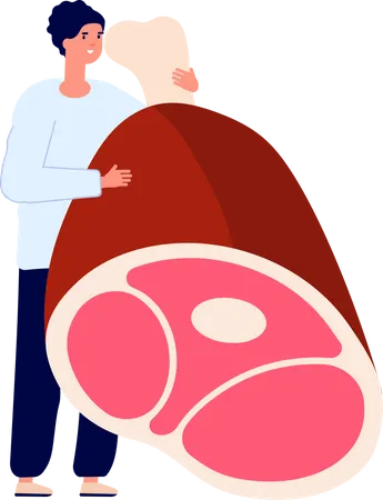 Mann hält Fleisch  Illustration