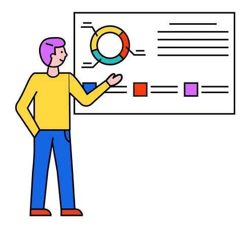 Mann hält Geschäftspräsentation  Illustration