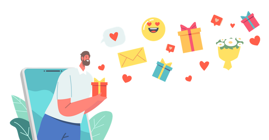 Mann hält Geschenkbox  Illustration
