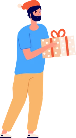 Mann hält Geschenkbox  Illustration