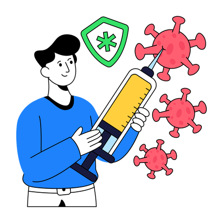 Mann mit Spritze  Illustration