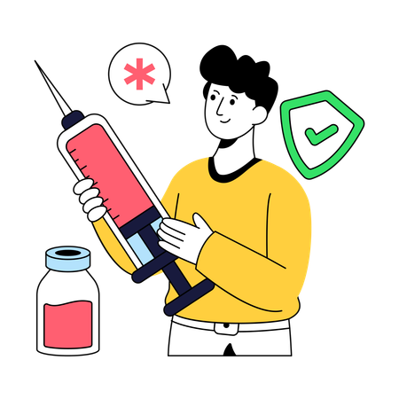 Mann mit Spritze  Illustration