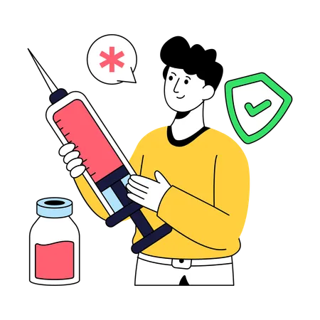 Mann mit Spritze  Illustration