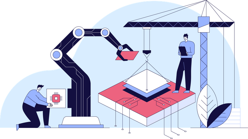 Mann hält KI-Chip  Illustration