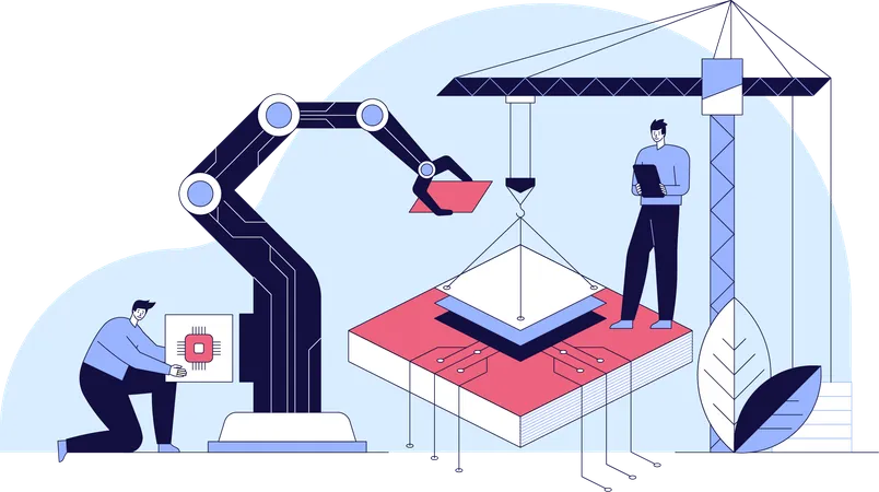 Mann hält KI-Chip  Illustration