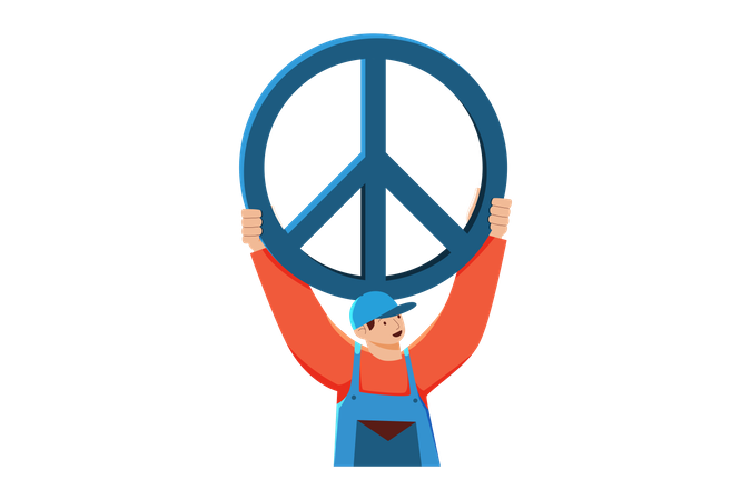 Mann mit Peace-Zeichen  Illustration
