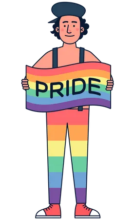 Mann mit Pride-Flagge  Illustration