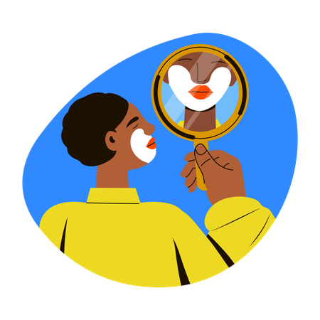 Mann hält Schminkspiegel  Illustration