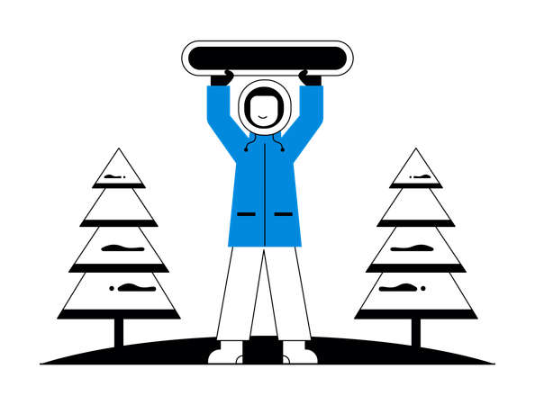 Mann hält Snowboard  Illustration