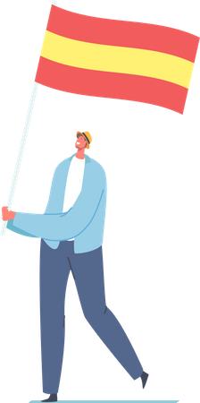 Mann hält spanische Flagge  Illustration