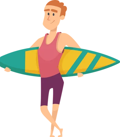 Mann der surfbrett hält  Illustration