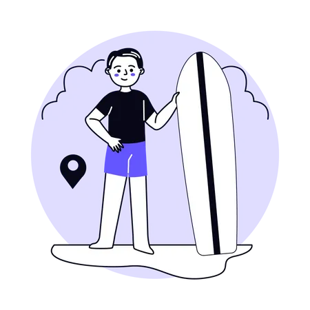 Mann hält Surfbrett  Illustration