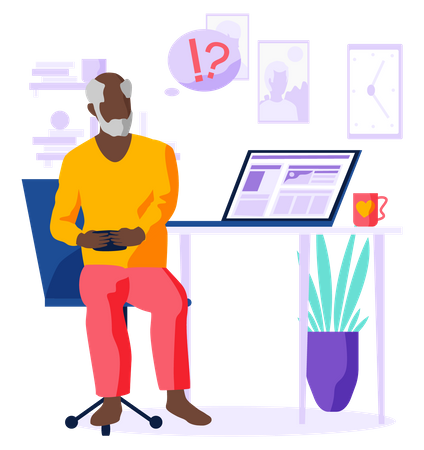 Mann hält Telefon und surft im Internet  Illustration