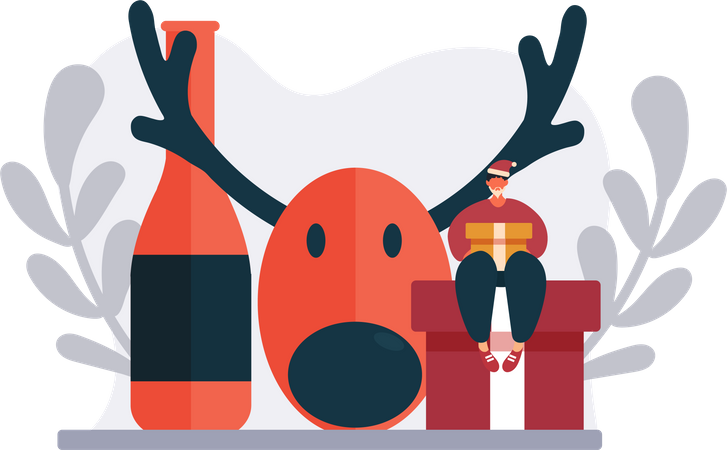 Mann hält Weihnachtsgeschenk  Illustration