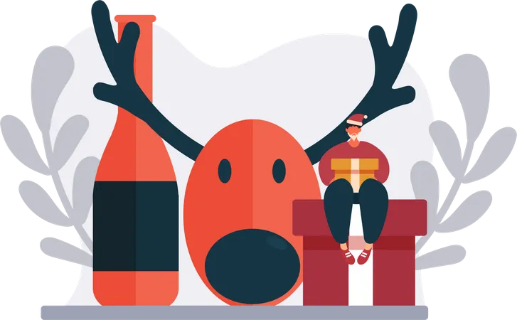 Mann hält Weihnachtsgeschenk  Illustration