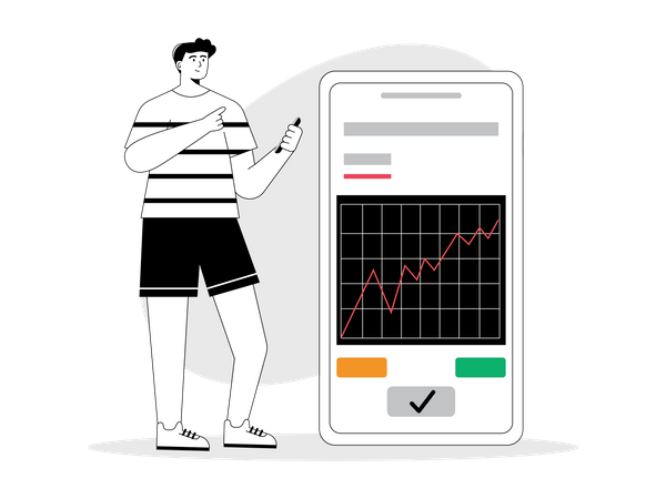 Mann handelt mit Mobiltelefon  Illustration