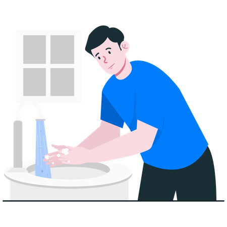 Der Mensch hat die Angewohnheit, sich die Hände zu waschen  Illustration
