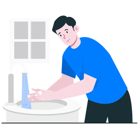 Der Mensch hat die Angewohnheit, sich die Hände zu waschen  Illustration