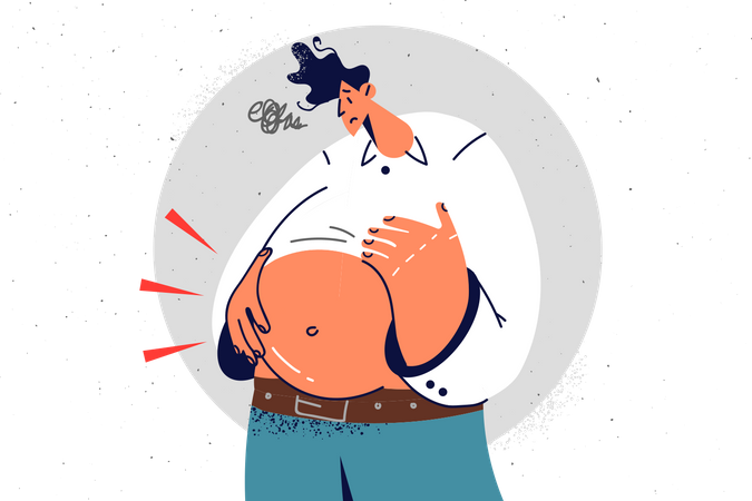 Mann hat einen dicken Bauch  Illustration