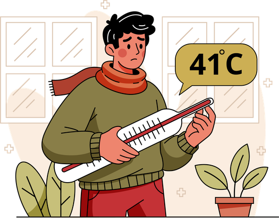 Mann hat Fieber  Illustration