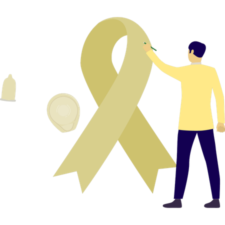 Mann macht Aids-Tag-Band  Illustration