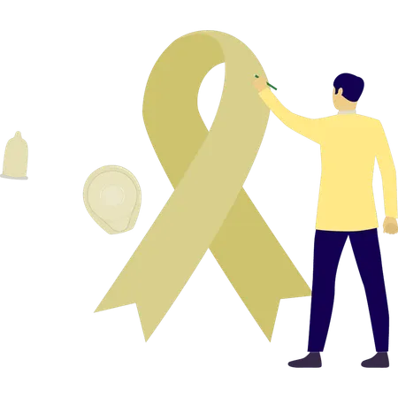 Mann macht Aids-Tag-Band  Illustration