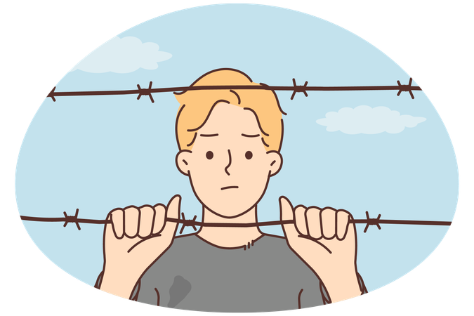 Mann hinter Gittern in Haft  Illustration