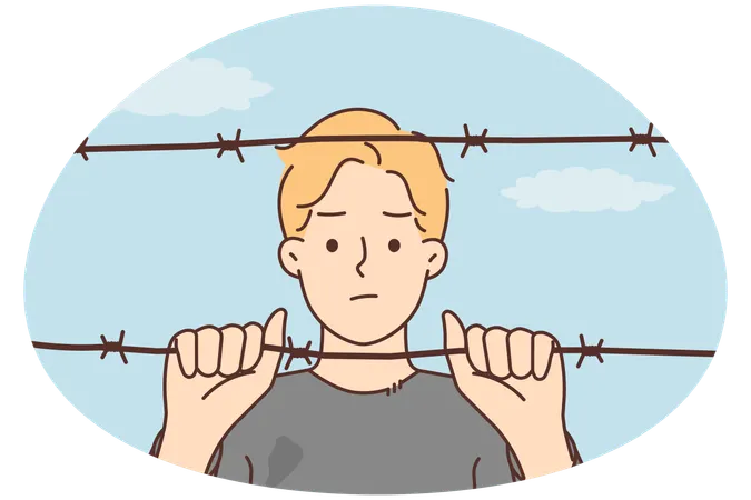 Mann hinter Gittern in Haft  Illustration
