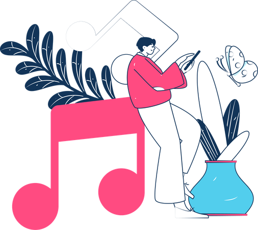 Männliche musik hören  Illustration