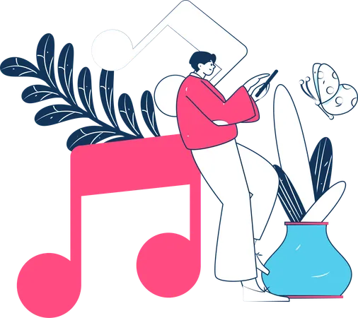 Männliche musik hören  Illustration