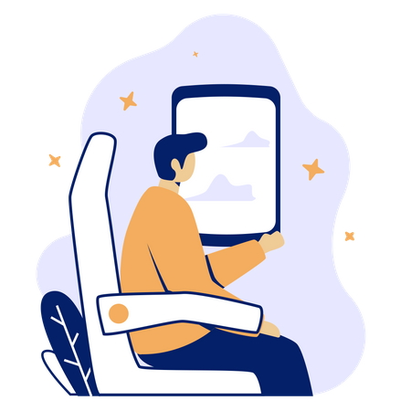 Mann im Flugzeug  Illustration