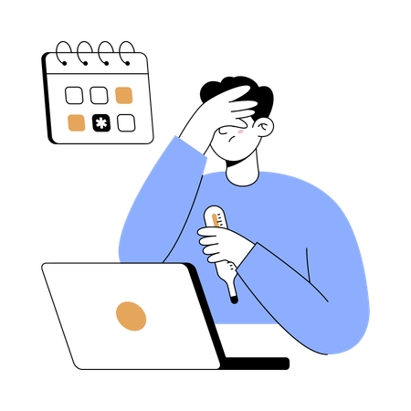Mann im Krankenstand  Illustration
