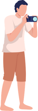 Mann im Sommer-Outfit mit Kamera  Illustration