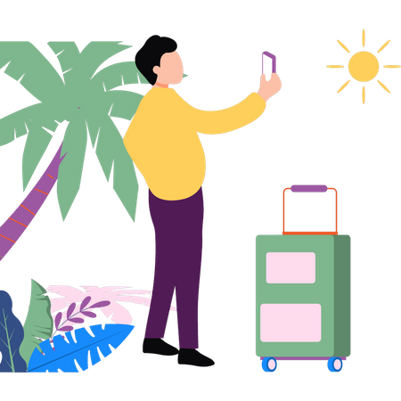 Mann im Urlaub  Illustration