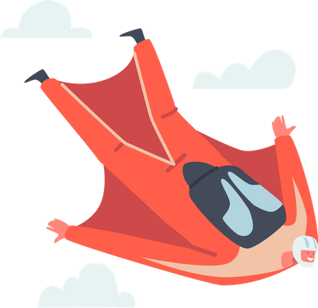 Mann im Wingsuit beim Fallschirmspringen  Illustration