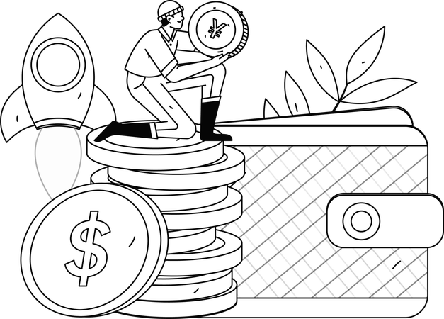 Mann investiert Geld in ein Startup  Illustration