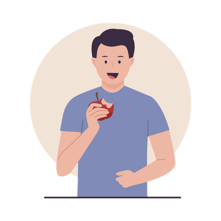 Mann isst Apfel  Illustration